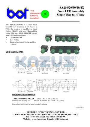 SA220 datasheet - 5mm LED Assembly Single Way to 4 Way