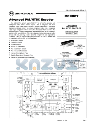 MC13077DW datasheet - ADVANCED PAL/NTSC ENCODER