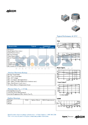 SMA76 datasheet - 5 TO 500 MHz CASCADABLE AMPLIFIER