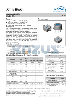 SMA77-1 datasheet - Cascadable Amplifier