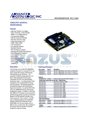 MSM486SL datasheet - The low power, low cost 486 CPU MSM486SL integrates all Functions of a standard PC on one board
