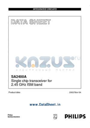 SA2400A datasheet - Single chip transceiver for 2.45 GHz ISM band