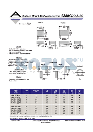SMAC20-3K-RC datasheet - Surface Mount Air Core Inductors