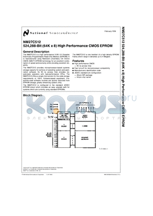 NM27C512Q200 datasheet - 524,288-Bit (64K x 8) High Performance CMOS EPROM