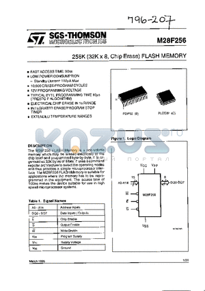 M28F256-10XB1TR datasheet - 256K(32K x8, Chip Erase)FLASH MEMORY