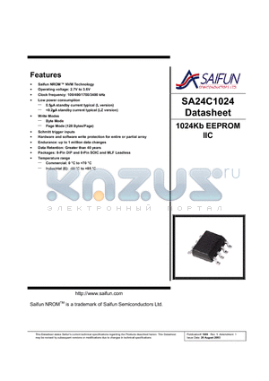 SA24C1024LEMFF datasheet - 1024Kb EEPROM IIC