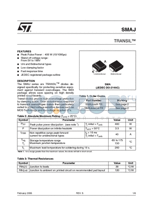 SMAJ datasheet - TRANSIL