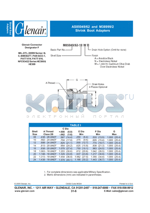 M85049-62-08AD datasheet - Shrink Boot Adapters