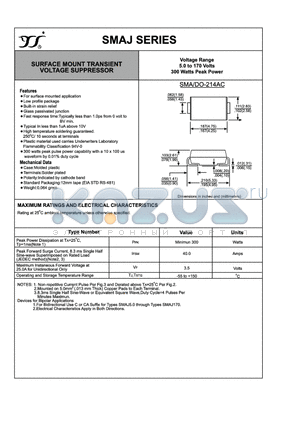 SMAJ10 datasheet - SURFACE MOUNT TRANSIERT VOLTAGE SUPPRESSOR