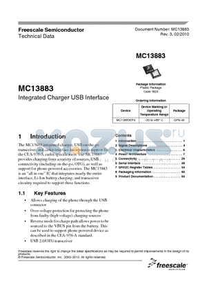 MC13883EP4 datasheet - Integrated Charger USB Interface
