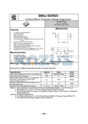 SMAJ100 datasheet - Surface Mount Transient Voltage Suppressor