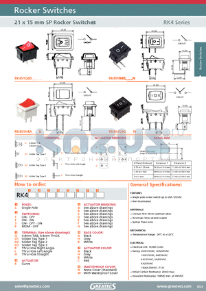 RK4S1R4DBN datasheet - 21 x 15 mm SP Rocker Switches