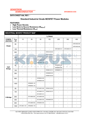 SPC8M045-010 datasheet - Standard Industrial Grade MOSFET Power Modules