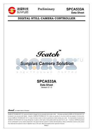 SPCA-533A datasheet - Digital Still Camera Controller