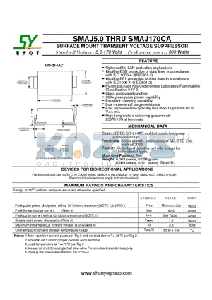 SMAJ100 datasheet - SURFACE MOUNT TRANSIENT VOLTAGE SUPPRESSOR