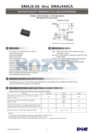 SMAJ100A datasheet - SURFACE MOUNT TRANSIENT VOLTAGE SUPPRESSOR