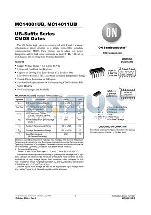 MC14001UB datasheet - UB−Suffix Series CMOS Gates