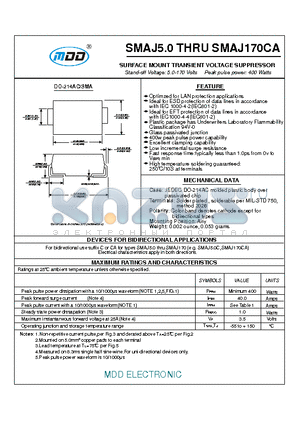 SMAJ100A datasheet - SMAJ5.0 THRU SMAJ170CA