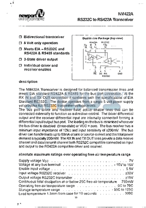 NM422A datasheet - RS232C to RS422A Transceiver