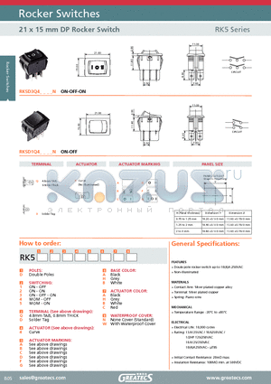 RK5D3Q4BHAN datasheet - 21 x 15 mm DP Rocker Switch