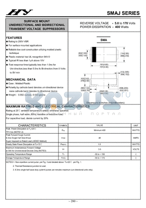 SMAJ100CA datasheet - SURFACE MOUNT UNIDIRECTIONAL AND BIDIRECTIONAL TRANSIENT VOLTAGE SUPPRESSORS