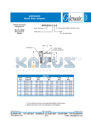 M85049-69-25AD datasheet - Shrink Boot Adapters