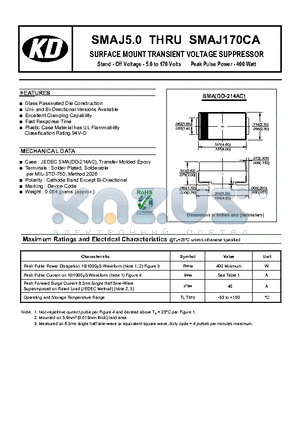 SMAJ100CA datasheet - SURFACE MOUNT TRANSIENT VOLTAGE SUPPRESSOR