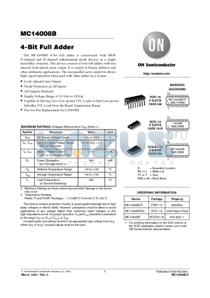 MC14008BDR2 datasheet - 4-Bit Full Adder