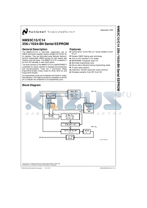NM93C14M8 datasheet - 256-/1024-Bit Serial EEPROM