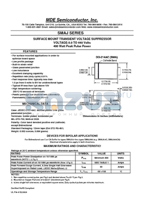 SMAJ10CA datasheet - SURFACE MOUNT TRANSIENT VOLTAGE SUPPRESSOR