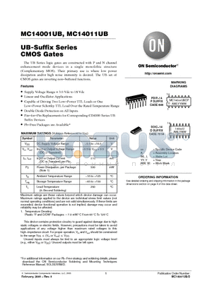 MC14011UBCPG datasheet - UB-Suffix Series CMOS Gates