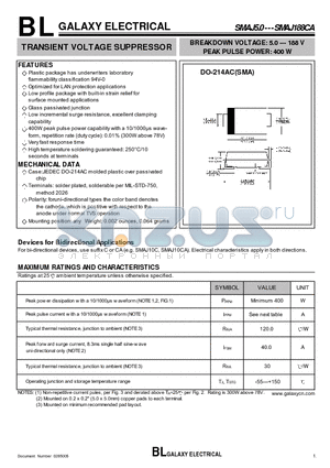 SMAJ11 datasheet - TRANSIENT VOLTAGE SUPPRESSOR