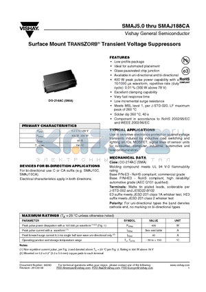 SMAJ11 datasheet - Surface Mount TRANSZORB^ Transient Voltage Suppressors