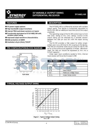 SY100EL16SZC datasheet - 5V VARIABLE OUTPUT SWING DIFFERENTIAL RECEIVER