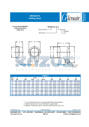 M85049-74-08-1 datasheet - Potting Boot