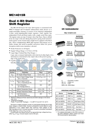 MC14015BDR2 datasheet - Dual 4-Bit Static Shift Register