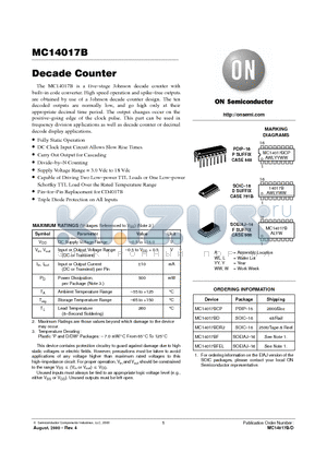 MC14017BFEL datasheet - Decade Counter