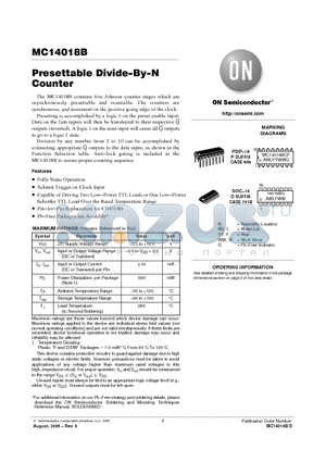 MC14018B datasheet - Presettable Divide−By−N Counter