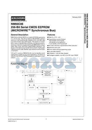 NM93CS06LZEM8 datasheet - 256-Bit Serial CMOS EEPROM (MICROWIRE Synchronous Bus)