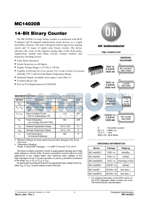 MC14020 datasheet - 14-Bit Binary Counter