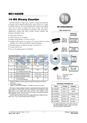 MC14020BCP datasheet - 14-Bit Binary Counter