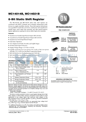 MC14021BCPG datasheet - 8-Bit Static Shift Register