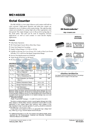 MC14022BDR2G datasheet - Octal Counter