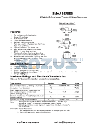 SMAJ120A datasheet - 400Watts Surface Mount Transient Voltage Suppressor