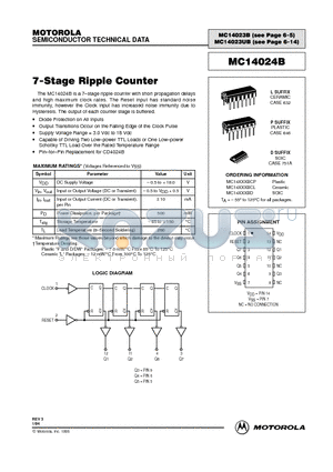 MC14024B datasheet - 7-Stage Ripple Counter