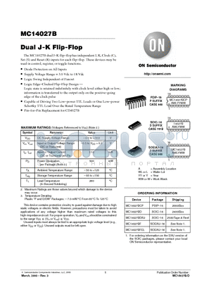 MC14027BDR2 datasheet - Dual J-K Flip-Flop