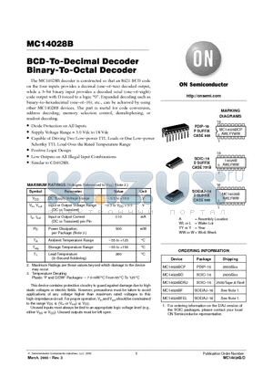 MC14028B datasheet - BCD-To-Decimal Decoder Binary-To-Octal Decoder