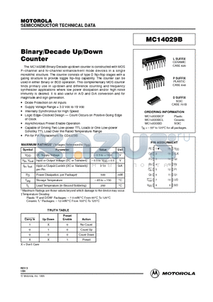 MC14029B datasheet - Binary/Decade Up/Down Counter