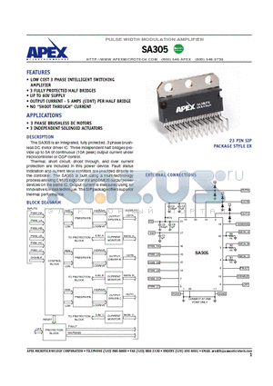 SA305_07 datasheet - PULSE WIDTH MODULATION AMPLIFIER