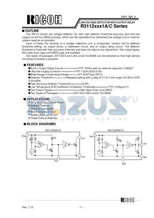 R3112N091C datasheet - LOW VOLTAGE DETECTOR WITH OUTPUT DELAY